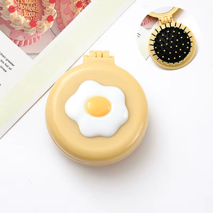 2 Style Cute Cartoon Folding Air Cushion Comb Mini Comb Portable Travel Massage Comb with Makeup Mirror Girl Kawaii Hair Styling