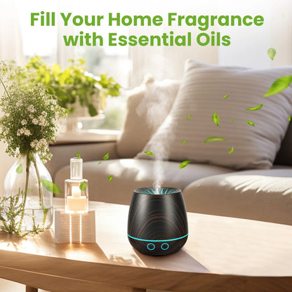 Essential Oil Diffuser, 120Ml Aromatherapy Diffuser, Wood Grain Aroma Humidifier with 7 Colors Lights, 2 Mist Mode, Waterless Auto Shut-Off for Large Room Bedroom Office Car