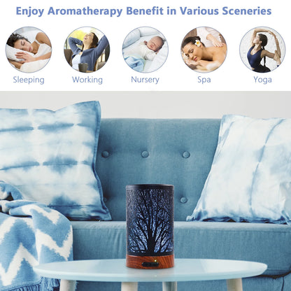 Essential Oil Diffuser 150Ml Metal Aromatherapy Oil Diffuser Ultrasonic Cool Mist Diffuser with Waterless Auto Shut-Off Protection,7 Colors Changed LED for Home Office SPA Yoga