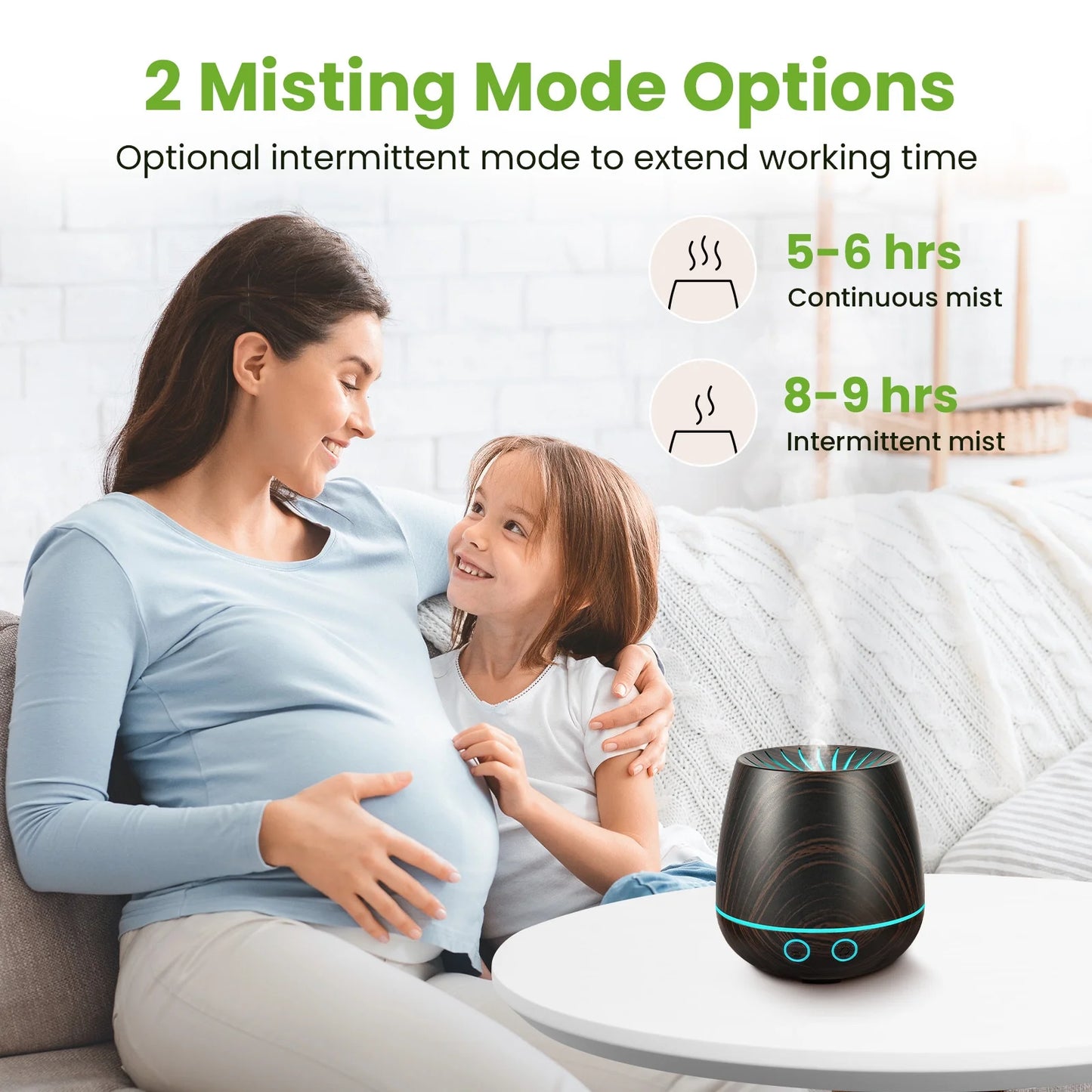 Essential Oil Diffuser, 120Ml Aromatherapy Diffuser, Wood Grain Aroma Humidifier with 7 Colors Lights, 2 Mist Mode, Waterless Auto Shut-Off for Large Room Bedroom Office Car