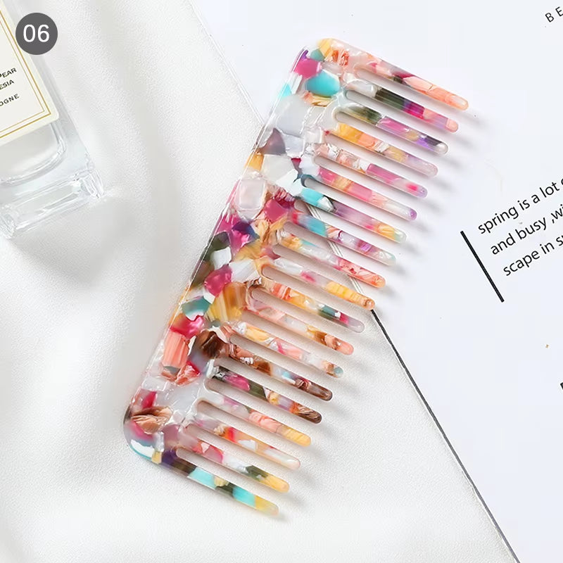 HOT！ Wide Large Tooth Pocket Hair Comb Cellulose Acetate Detangling Hairbrush Tortoise Shell Anti-Static Hairdressing Tools