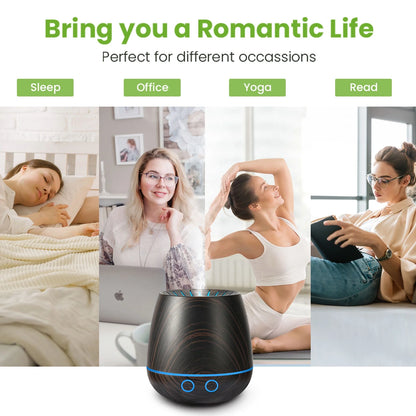 Essential Oil Diffuser, 120Ml Aromatherapy Diffuser, Wood Grain Aroma Humidifier with 7 Colors Lights, 2 Mist Mode, Waterless Auto Shut-Off for Large Room Bedroom Office Car