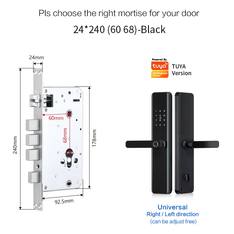 Tuya Smart Fingerprint Door Lock Smart Wifi APP Lock Bluetooth Unlock Security Intelligent Lock Biometric Electronic Door Lock