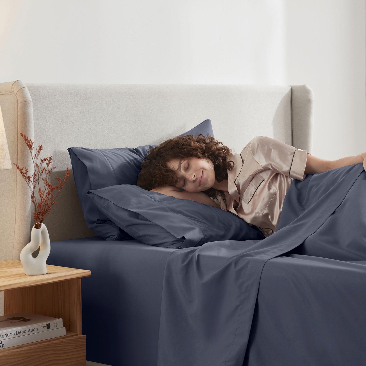 Rv/Short Queen Sheets Set, Bed Sheets for Campers Bedding, Hotel Luxury Soft Microfiber 4 Peice, Navy