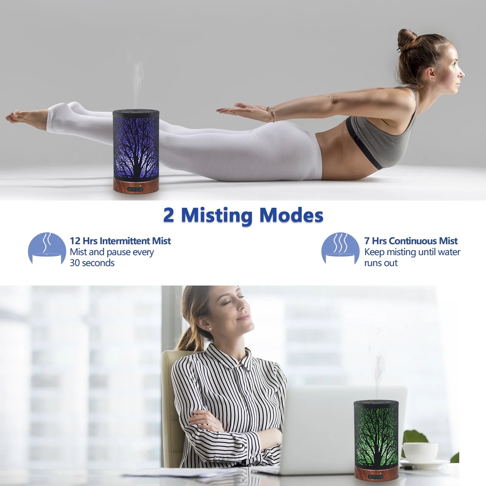 Essential Oil Diffuser 150Ml Metal Aromatherapy Oil Diffuser Ultrasonic Cool Mist Diffuser with Waterless Auto Shut-Off Protection,7 Colors Changed LED for Home Office SPA Yoga