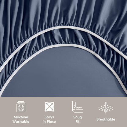 Rv/Short Queen Sheets Set, Bed Sheets for Campers Bedding, Hotel Luxury Soft Microfiber 4 Peice, Navy