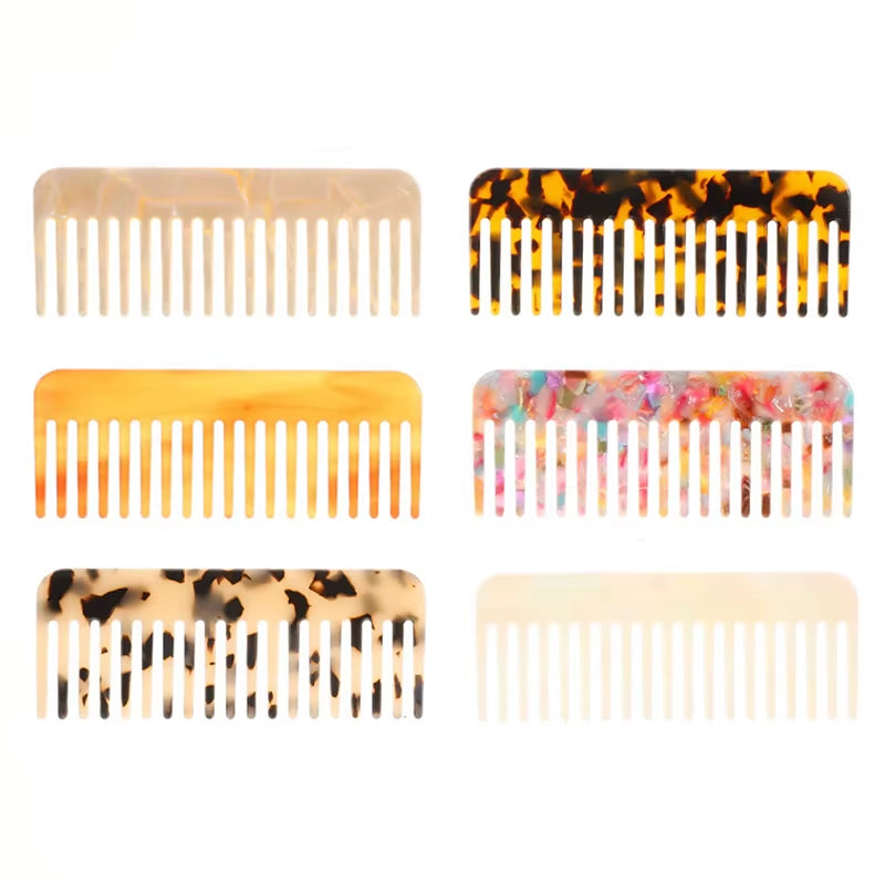 HOT！ Wide Large Tooth Pocket Hair Comb Cellulose Acetate Detangling Hairbrush Tortoise Shell Anti-Static Hairdressing Tools