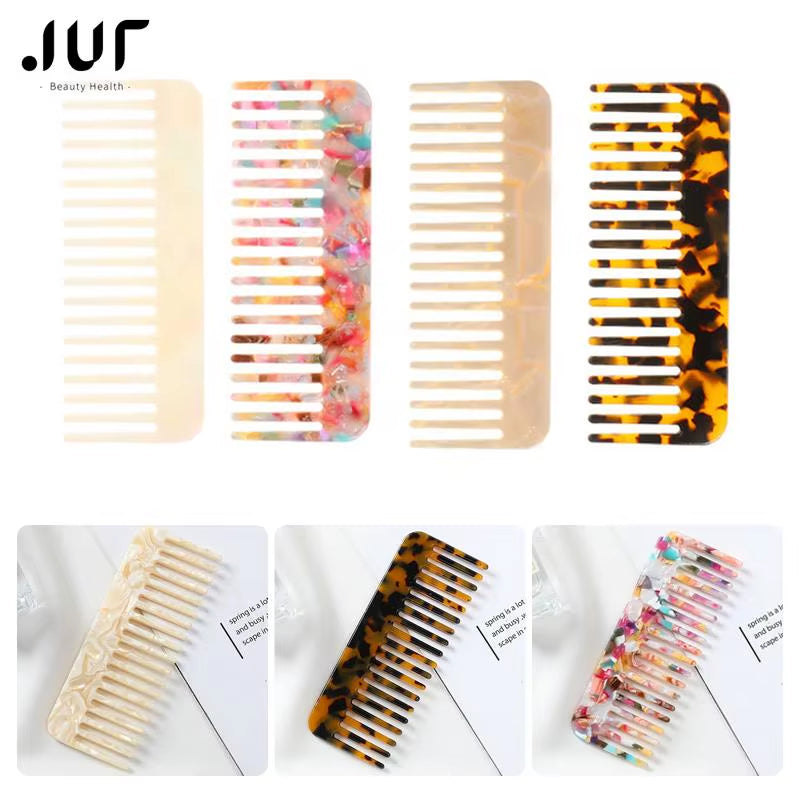 HOT！ Wide Large Tooth Pocket Hair Comb Cellulose Acetate Detangling Hairbrush Tortoise Shell Anti-Static Hairdressing Tools