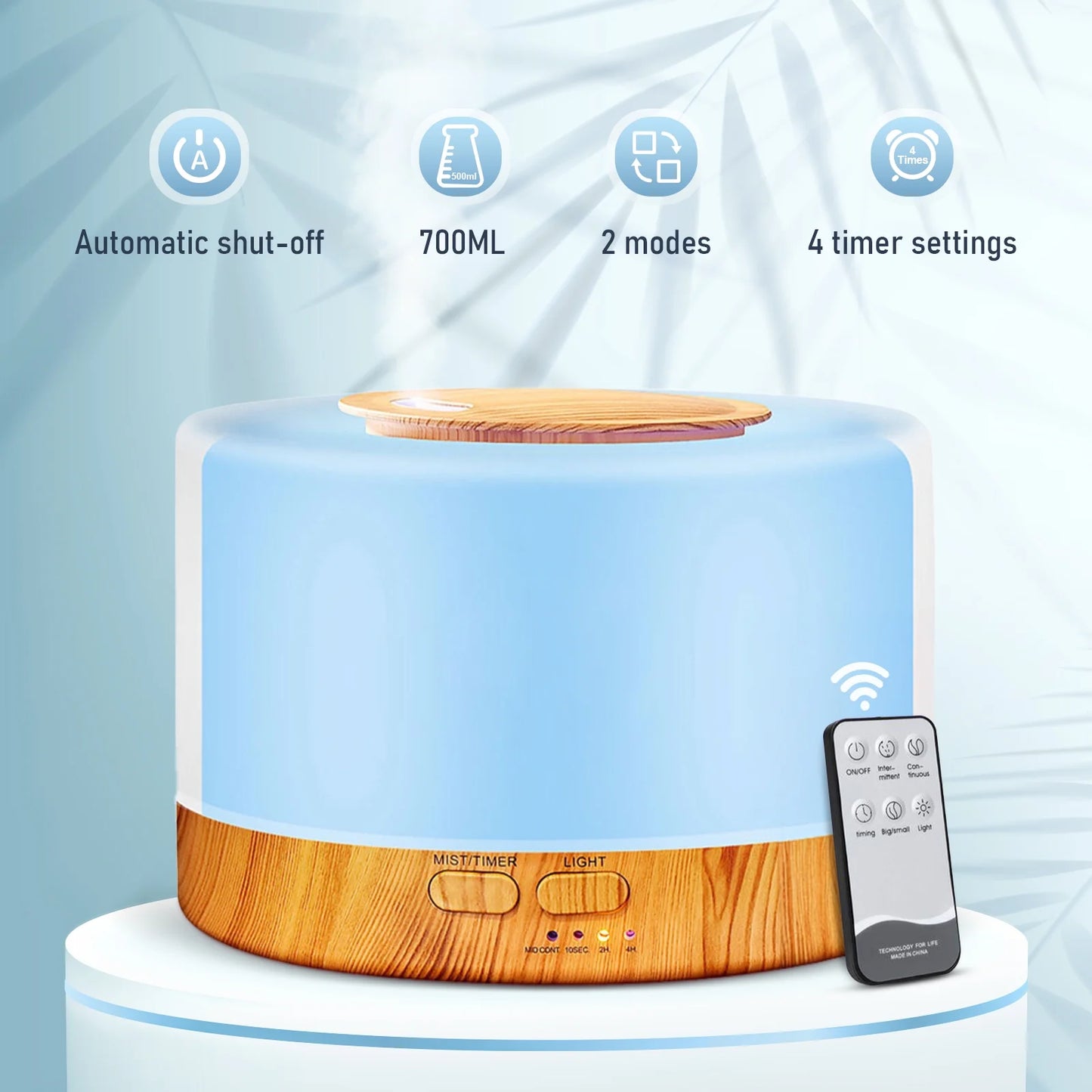 700Ml Essential Oil Diffuser, Oil Diffuser with 7 Colors Timmer Settings Remote Control Cool Mist Air Humidifier for Large Room Home Office