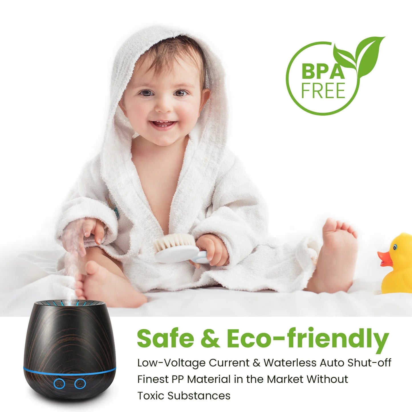 Essential Oil Diffuser, 120Ml Aromatherapy Diffuser, Wood Grain Aroma Humidifier with 7 Colors Lights, 2 Mist Mode, Waterless Auto Shut-Off for Large Room Bedroom Office Car