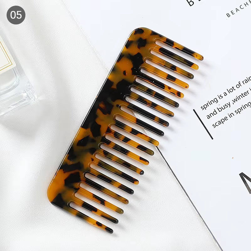 HOT！ Wide Large Tooth Pocket Hair Comb Cellulose Acetate Detangling Hairbrush Tortoise Shell Anti-Static Hairdressing Tools