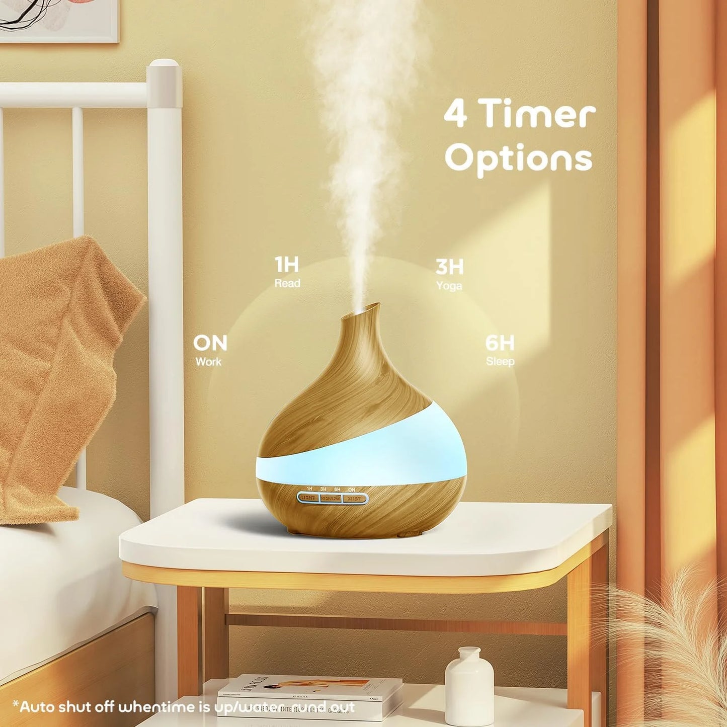 550Ml Essential Oil Diffuser, Brown Wood Oil Diffuser for Large Room Cool Mist Humidifier Air Diffuser with Remote Control