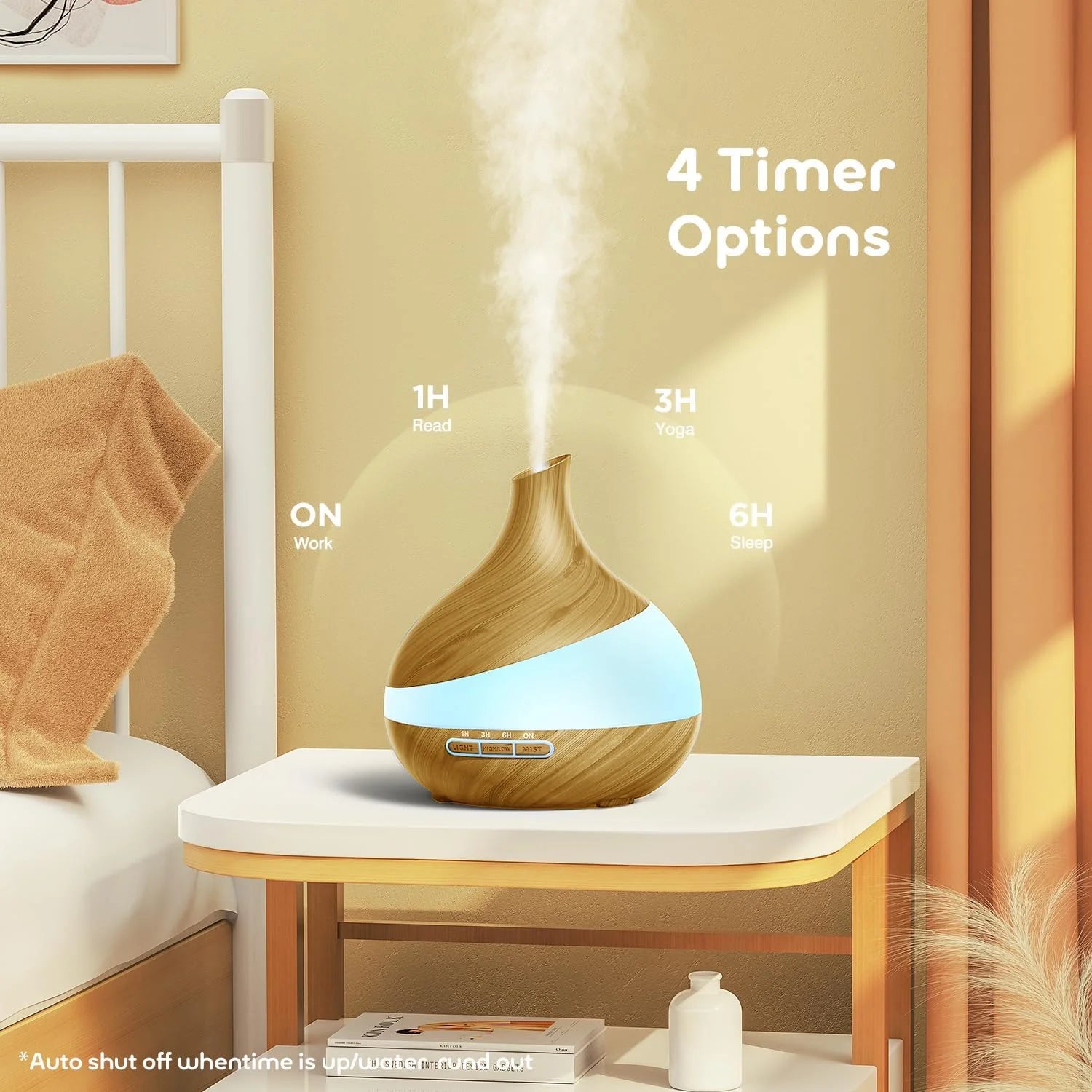 550Ml Essential Oil Diffuser, Brown Wood Oil Diffuser for Large Room Cool Mist Humidifier Air Diffuser with Remote Control