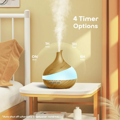 550Ml Essential Oil Diffuser, Brown Wood Oil Diffuser for Large Room Cool Mist Humidifier Air Diffuser with Remote Control