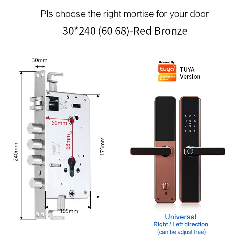 Tuya Smart Fingerprint Door Lock Smart Wifi APP Lock Bluetooth Unlock Security Intelligent Lock Biometric Electronic Door Lock