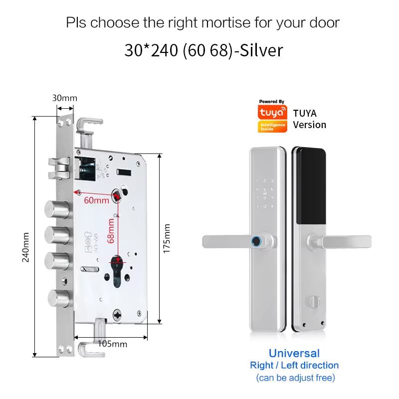 Tuya Smart Fingerprint Door Lock Smart Wifi APP Lock Bluetooth Unlock Security Intelligent Lock Biometric Electronic Door Lock