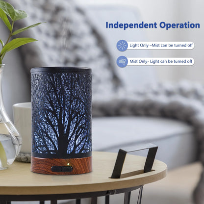 Essential Oil Diffuser 150Ml Metal Aromatherapy Oil Diffuser Ultrasonic Cool Mist Diffuser with Waterless Auto Shut-Off Protection,7 Colors Changed LED for Home Office SPA Yoga