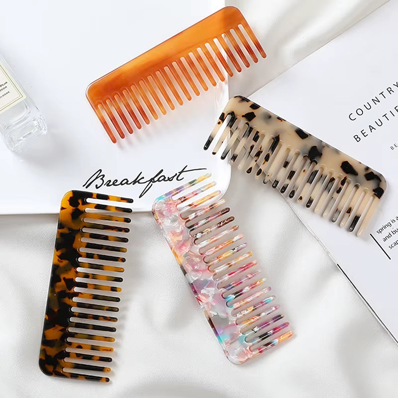 HOT！ Wide Large Tooth Pocket Hair Comb Cellulose Acetate Detangling Hairbrush Tortoise Shell Anti-Static Hairdressing Tools