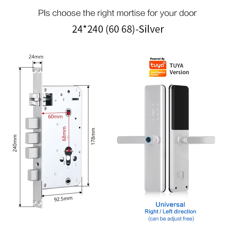 Tuya Smart Fingerprint Door Lock Smart Wifi APP Lock Bluetooth Unlock Security Intelligent Lock Biometric Electronic Door Lock