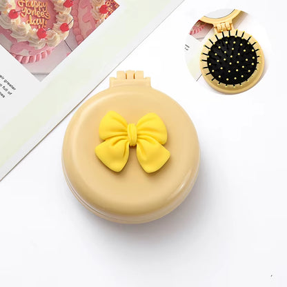 2 Style Cute Cartoon Folding Air Cushion Comb Mini Comb Portable Travel Massage Comb with Makeup Mirror Girl Kawaii Hair Styling