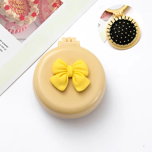 2 Style Cute Cartoon Folding Air Cushion Comb Mini Comb Portable Travel Massage Comb with Makeup Mirror Girl Kawaii Hair Styling