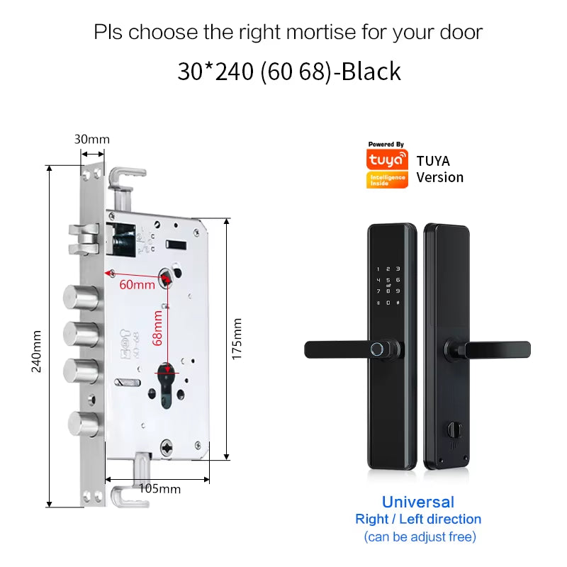 Tuya Smart Fingerprint Door Lock Smart Wifi APP Lock Bluetooth Unlock Security Intelligent Lock Biometric Electronic Door Lock
