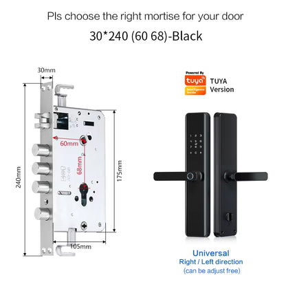Tuya Smart Fingerprint Door Lock Smart Wifi APP Lock Bluetooth Unlock Security Intelligent Lock Biometric Electronic Door Lock