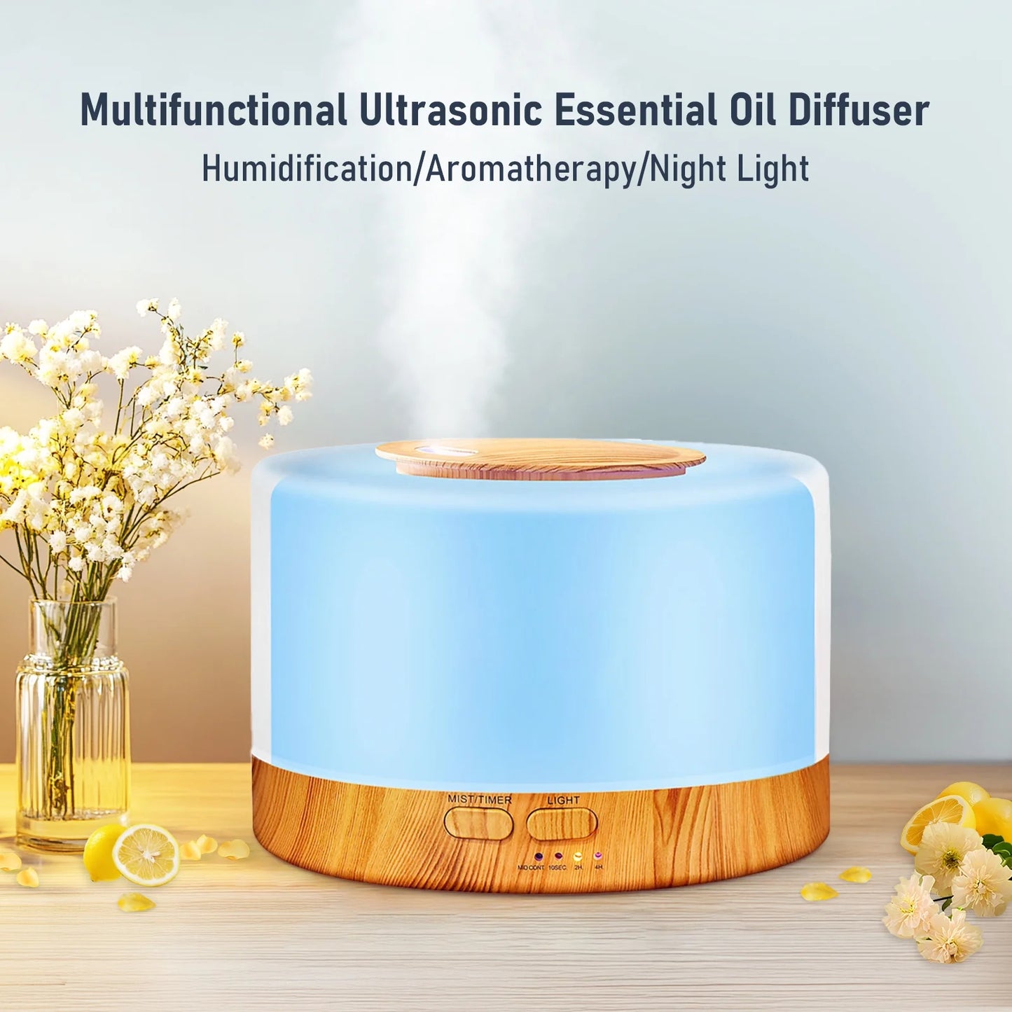 700Ml Essential Oil Diffuser, Oil Diffuser with 7 Colors Timmer Settings Remote Control Cool Mist Air Humidifier for Large Room Home Office