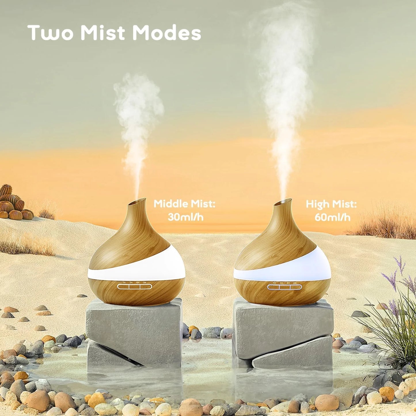 550Ml Essential Oil Diffuser, Brown Wood Oil Diffuser for Large Room Cool Mist Humidifier Air Diffuser with Remote Control