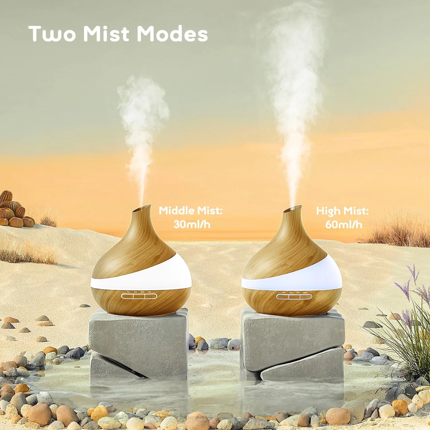 550Ml Essential Oil Diffuser, Brown Wood Oil Diffuser for Large Room Cool Mist Humidifier Air Diffuser with Remote Control