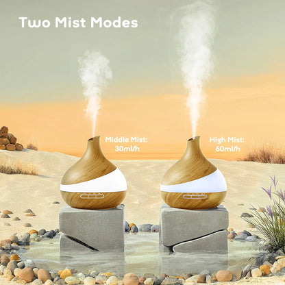550Ml Essential Oil Diffuser, Brown Wood Oil Diffuser for Large Room Cool Mist Humidifier Air Diffuser with Remote Control