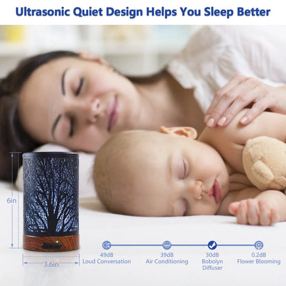 Essential Oil Diffuser 150Ml Metal Aromatherapy Oil Diffuser Ultrasonic Cool Mist Diffuser with Waterless Auto Shut-Off Protection,7 Colors Changed LED for Home Office SPA Yoga