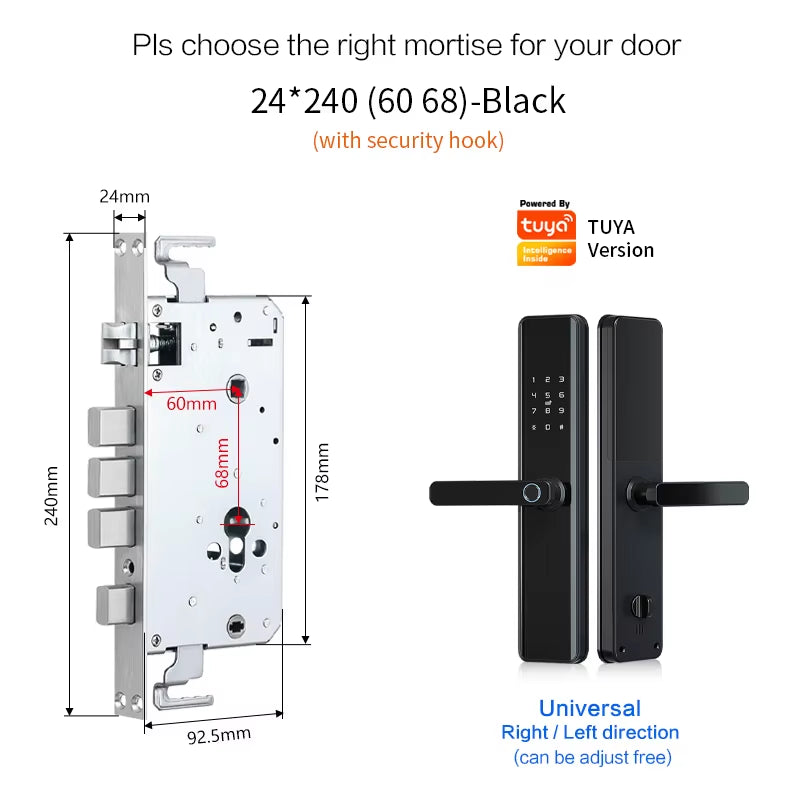 Tuya Smart Fingerprint Door Lock Smart Wifi APP Lock Bluetooth Unlock Security Intelligent Lock Biometric Electronic Door Lock