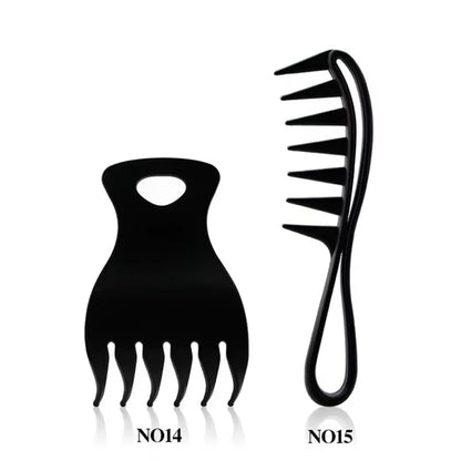 Wide Teeth Hairbrush Oil Fork Comb Men Hair Beard Trim Hairdressing Brush Afro Hairstyle Barber Styling Tools Salon Accessories
