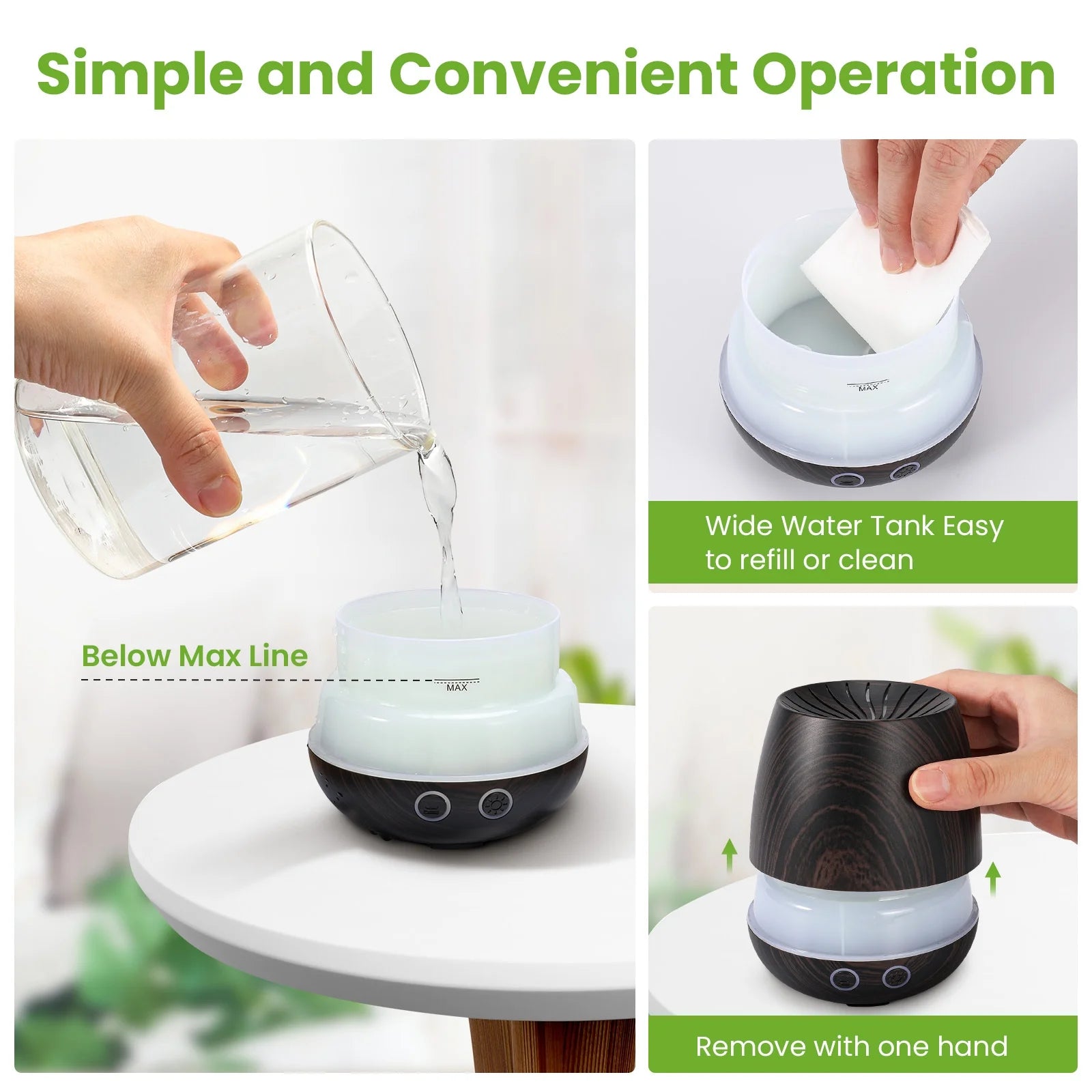 Essential Oil Diffuser, 120Ml Aromatherapy Diffuser, Wood Grain Aroma Humidifier with 7 Colors Lights, 2 Mist Mode, Waterless Auto Shut-Off for Large Room Bedroom Office Car