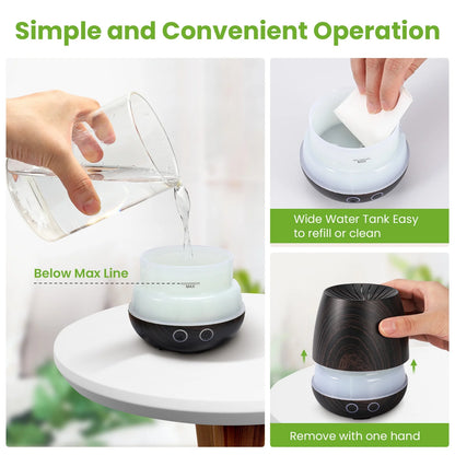 Essential Oil Diffuser, 120Ml Aromatherapy Diffuser, Wood Grain Aroma Humidifier with 7 Colors Lights, 2 Mist Mode, Waterless Auto Shut-Off for Large Room Bedroom Office Car